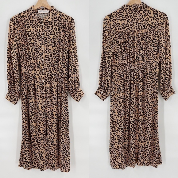 White Closet leopard print midi dress size M - Picture 1 of 7